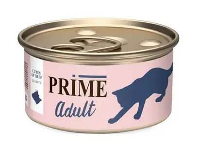 Купить prime adult консервы для взрослых кошек кусочки говядина в соусе
