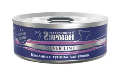 Купить Четвероногий Гурман silver line консервы для кошек Говядина с тунцом
