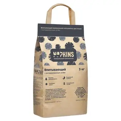 Купить napkins наполнитель для кошек впитывающий с активированным углем