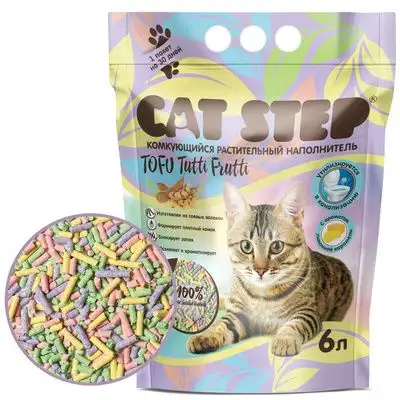 Купить cat step tutti frutti наполнитель для кошек комкующийся растительный