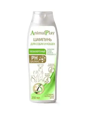 Купить animal play шампунь гипоаллергенный с аминокислотами и экстрактом шалфея для собак и кошек