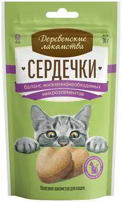 Купить Деревенские лакомства для кошек сердечки для баланса жизненно необходимых микроэлементов