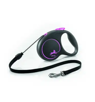 Купить flexi рулетка-трос для собак, розовая, black design cord pink