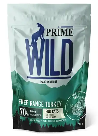 Купить prime wild gf free range сухой беззерновой корм для взрослых кошек и котят, с индейкой