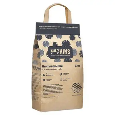 NAPKINS наполнитель для кошек впитывающий с активированным углем