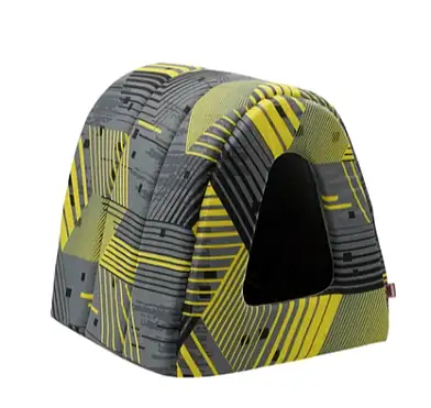 ZOOexpress лежанка-домик туннель «Геометрия» для кошек и собак бязь, желто-серая