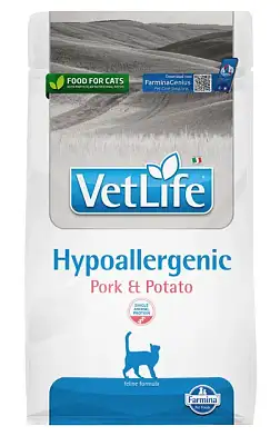 Farmina Vet Life Cat Hypoallergenic Pork & Potato сухой диетический корм для взрослых кошек при пищевой аллергии, со свининой и картофелем