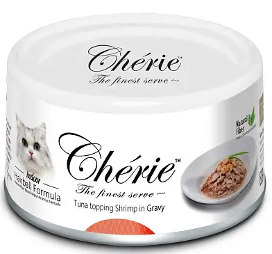 PETTRIC Cherie Hairball Control консервы для кошек тунец с креветкой в подливе