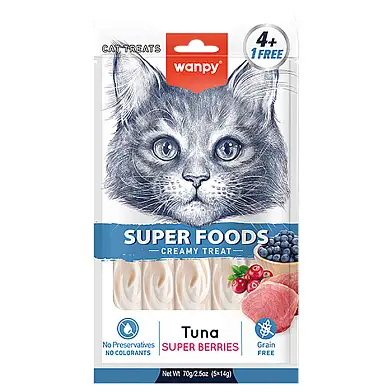 Wanpy Cat Лакомство для кошек «нежное пюре» из тунца с ягодами