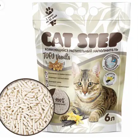 Купить cat step Наполнитель для кошек комкующийся растительный tofu vanilla