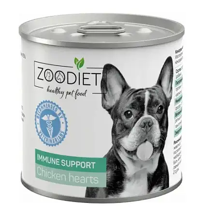Купить Четвероногий Гурман zoodiet immune support chicken hearts консервы для взрослых собак для поддержания иммунитета, с куриными сердечками