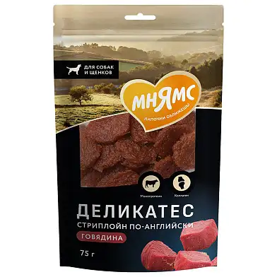 Мнямс лакомство для собак Стриплойн по-английски