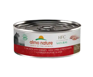 Almo Nature Консервы для кошек для кошек с курицей и креветками (HFC - Natural - Chicken and Shrimps)