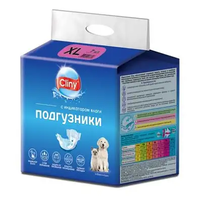 Cliny подгузники для кошек и собак 15-30 кг размер XL