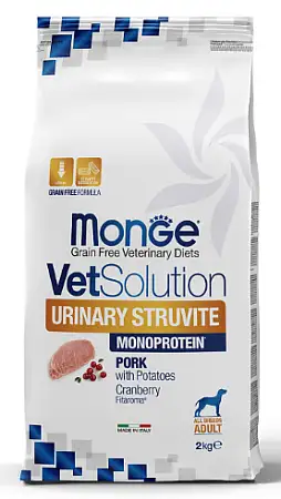 Купить monge vetsolution dog urinary struvite сухой корм для взрослых собак при заболеваниях мочеполовой системы и струвитном течении МКБ