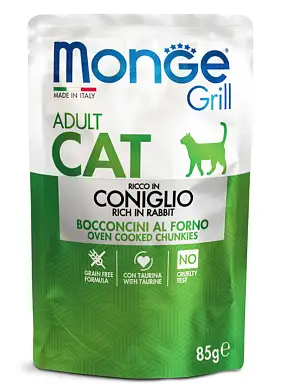 Monge Cat Grill Влажный корм для взрослых кошек из кролика (пауч)