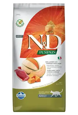 Farmina N&D Pumpkin Cat Grain Free Duck сухой беззерновой корм для взрослых кошек с тыквой, уткой и дыней