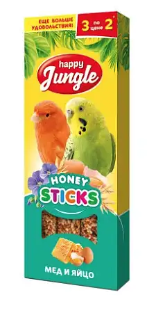 Купить happy jungle лакомство для птиц палочки с медом и яйцом