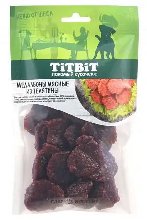 Купить titbit лакомство для собак Медальоны мясные из телятины Меню от Шефа 