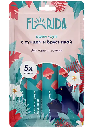 Купить florida лакомство Крем-суп для котят и кошек с тунцом и брусникой