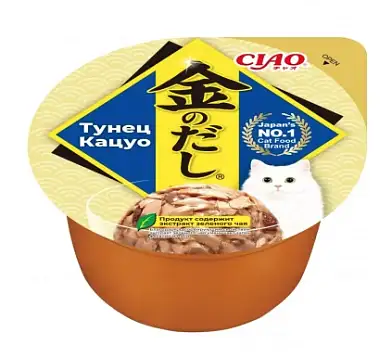 INABA Ciao Kinnodashi Cup влажный корм для взрослых кошек Тунец Кацуо (ламистер)
