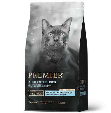Premier сухой корм для стерилизованных кошек с индейкой и лососем