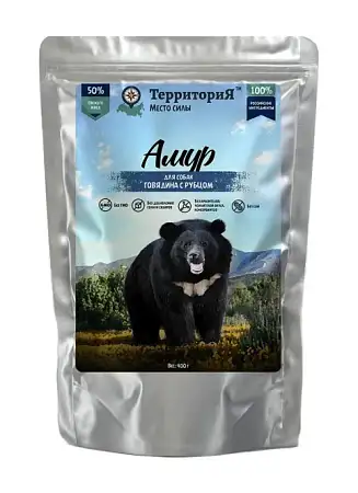 Купить ТерриториЯ влажный корм «Амур» для взрослых собак всех пород, говядина с рубцом (пауч)